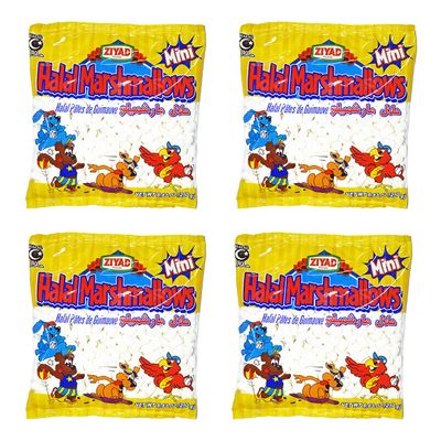 Ziyad Gourmet Halal MINI Marshmallows, Pork-Free, Egg-Free, Dairy-Free, Gluten-Free, Perfect for Holidays and Smores! 8.80oz (Pack of 4)