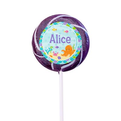 24ct Personalized Mermaid Birthday Party Favors Purple Lollipop (24 Count) - Mermaid Baby Shower