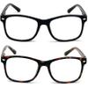2 Pairs Classic Modern Rectangular Lightweight Reading Glasses - Spring Hinge Reader (1 Black 1 Tortoise, 2.50) view 3