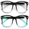 2 Pairs Classic Modern Rectangular Lightweight Reading Glasses - Spring Hinge Reader (1 Black/Blue 1 Black/Clear, 1.25) view 2