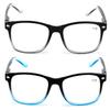 2 Pairs Classic Modern Rectangular Lightweight Reading Glasses - Spring Hinge Reader (1 Black/Blue 1 Black/Clear, 1.25) view 3