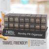 Month Pill Box Organizer - 32 Compartments | Morning-Noon-Night - 30 Day Pill Case with 32 Daily Compartments for Vitamins, Supplements, Medication - Travel Monthly Pill Organizer 3 Times-a-Day, Black view 3