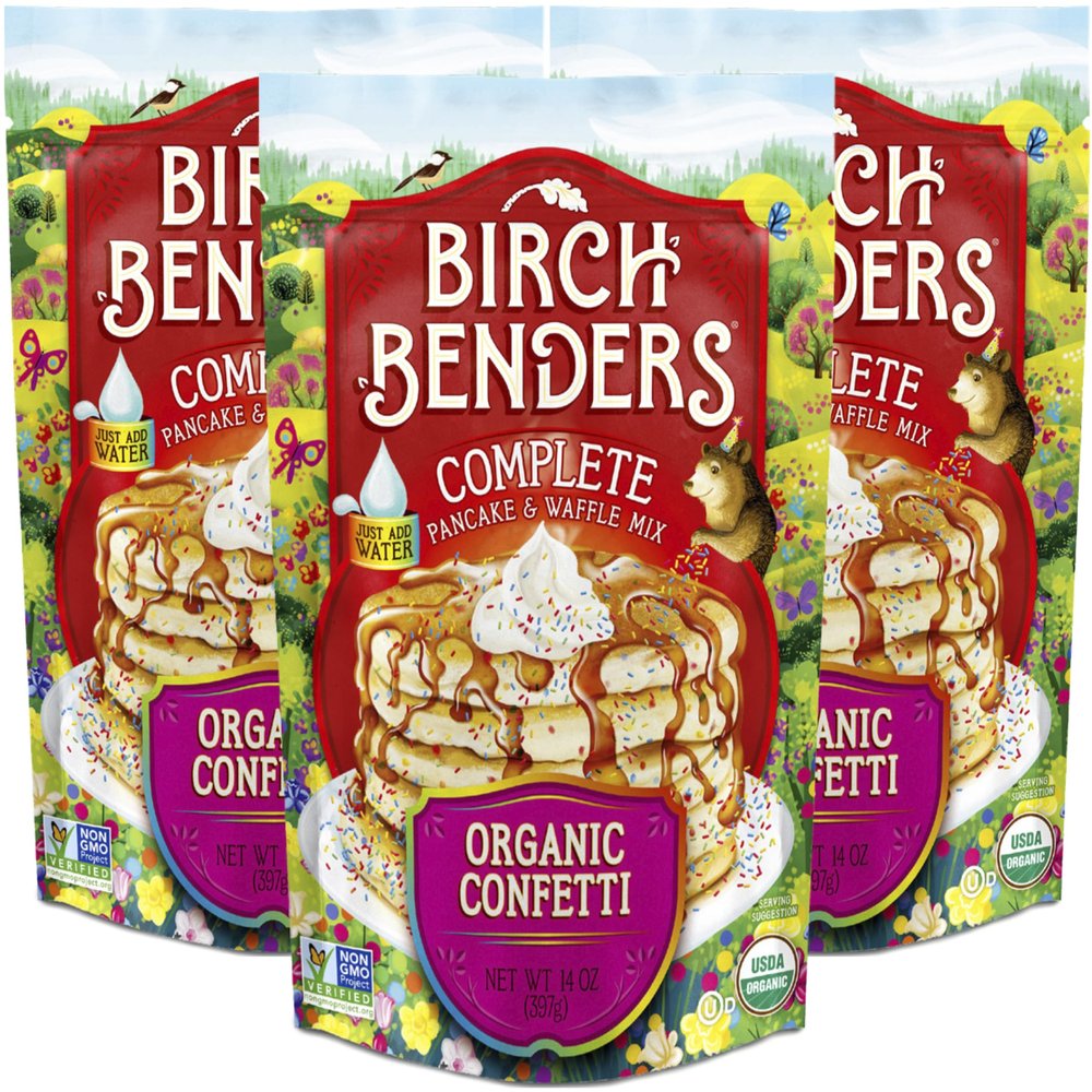 Birch Benders Organic Confetti Just-Add-Water Pancake & Waffle Mix, 14 Oz (Pack of 3)