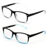 2 Pairs Simple Rectangular Reading Glasses - Anti-Blue - Blue Blocker Men or Women Reader (1 Black/Clear 1 Black/Blue, 2.50) view 2