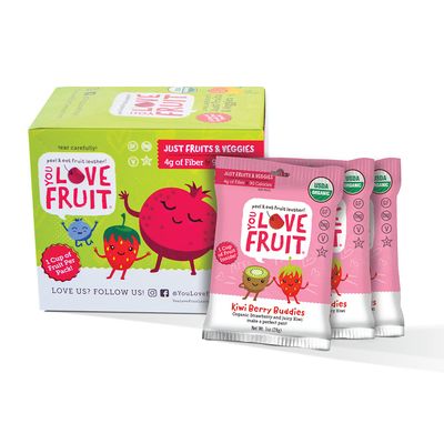 YOU LOVE FRUIT - KIWI BERRY All Natural Fruit Snacks, Healthy Snack Pack, Real Fruit! Gluten Free, Non GMO, Vegan, Low Carb, Low Fat, Kosher, Variety Pack, Great For Adding To Gift Box, 1.0 oz (Pack of 12)