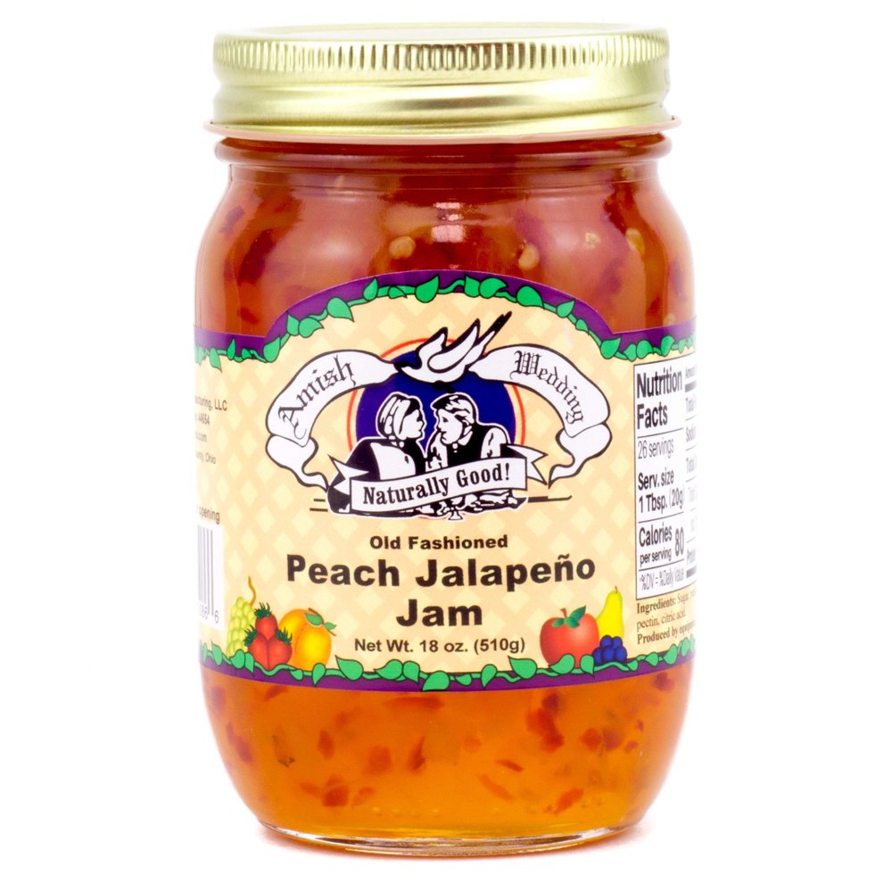 Amish Wedding Peach Jalapeno Jam 18oz (Pack of 2)