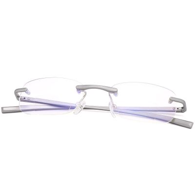 Rimless Clear Bifocal Reading Glasses Blue Light Blocking Readers for Men and Women Unisex Spring Hinge Eyewear Far and Near Dual-Use Lightweight Magnifying Anti Glare Reduce Eyestrain Eyeglasses