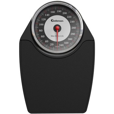 Adamson A24 Scales for Body Weight - Up to 350 LB - New - Anti-Skid Rubber Surface Extra Large Numbers - High Precision Bathroom Scale Analog - Durable with 20-Year Assurance - Black