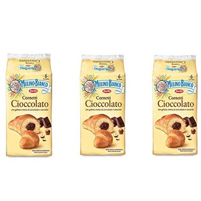 Mulino Bianco Cornetti con Crema di Cioccolato e Nocciole - 6 brioches - 300 g 3 Confezioni