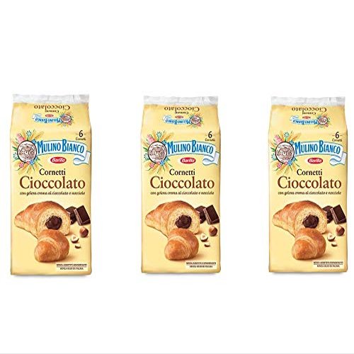Mulino Bianco Cornetti con Crema di Cioccolato e Nocciole - 6 brioches - 300 g 3 Confezioni
