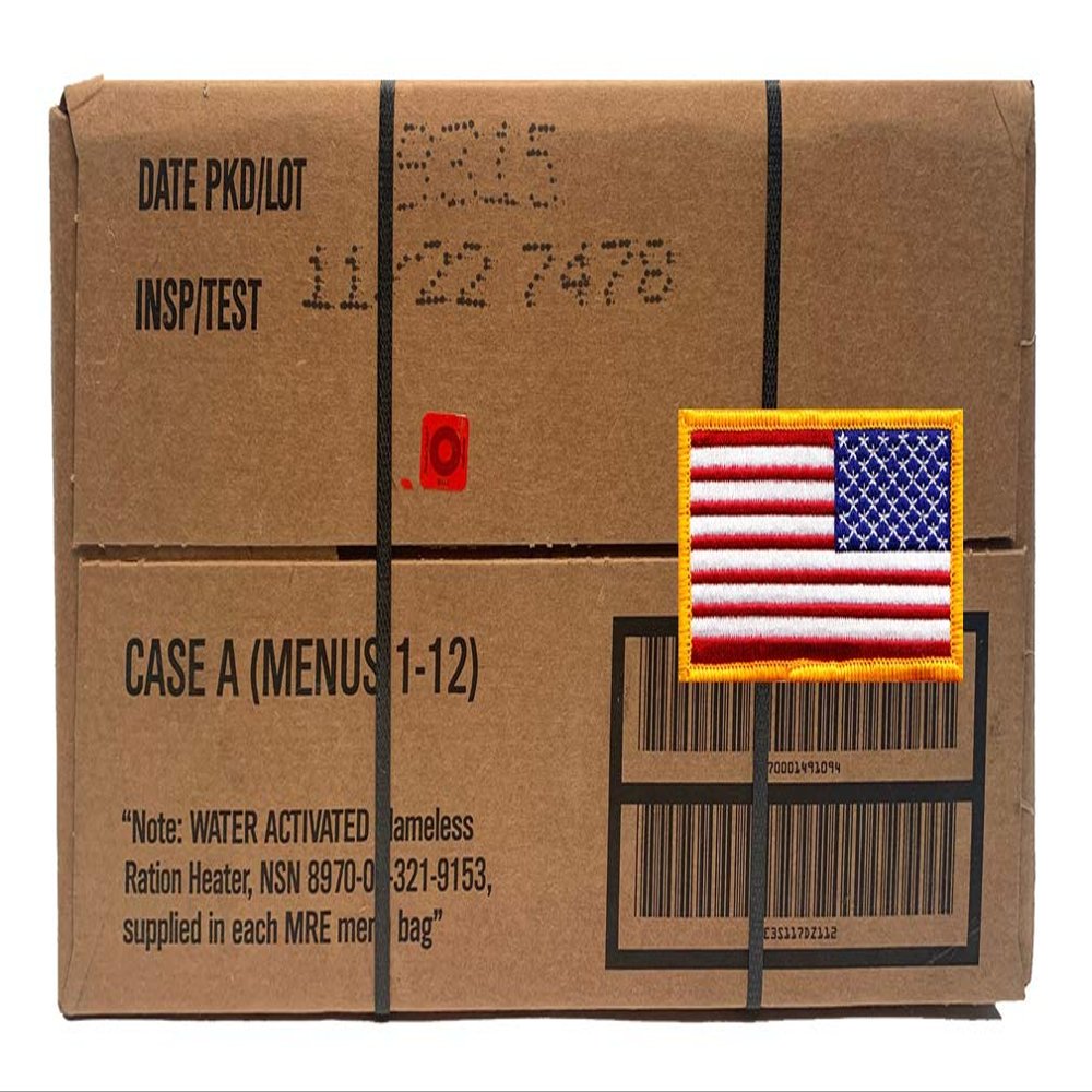 Ammo Can Man MRE/Flag Pack-Military MRE Cases- 11/2022 Inspection Date (A Case (Menu 1-12))