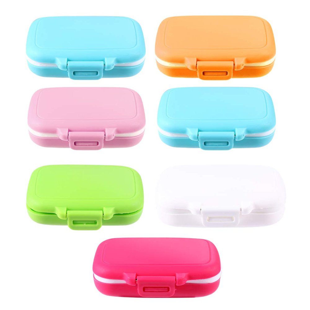 7pcs Portable Medicine Storage Organizer Multi-Compartment Travel Case Airtight Seal Lightweight and Durable Holder for Home Mixed Color Design