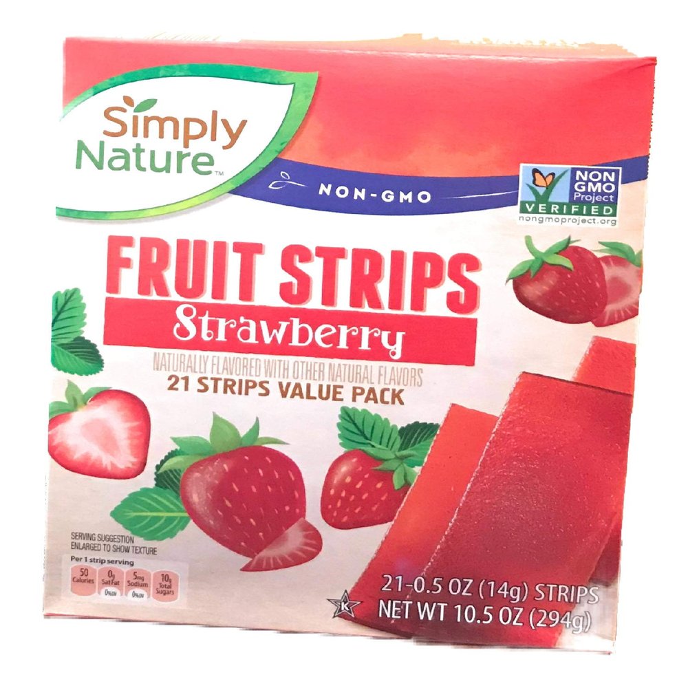 Simply Nature Non GMO Fruit Strips - Strawberry Pack of 10
