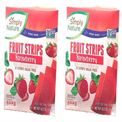 Simply Nature Non GMO Fruit Strips - Strawberry Pack of 2