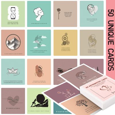 50 Affirmation Card for Women With 100 positive affirmation quotes, daily affirmation cards set. Self Care and Meditation Gift For Women. Empowering, Inspirational Affirmation for Stress Relief