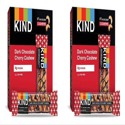 KIND Bars, Dark Chocolate Cherry Cashew + Antioxidants, Gluten Free, 1.4 Ounce (12 Count) Pack of 2