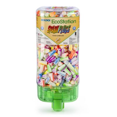 Moldex SparkPlugs EcoStation Earplug Dispenser Wall-Mountable, Uncorded Disposable Foam Earplugs, NRR 33dB, 500 Pairs, 6703