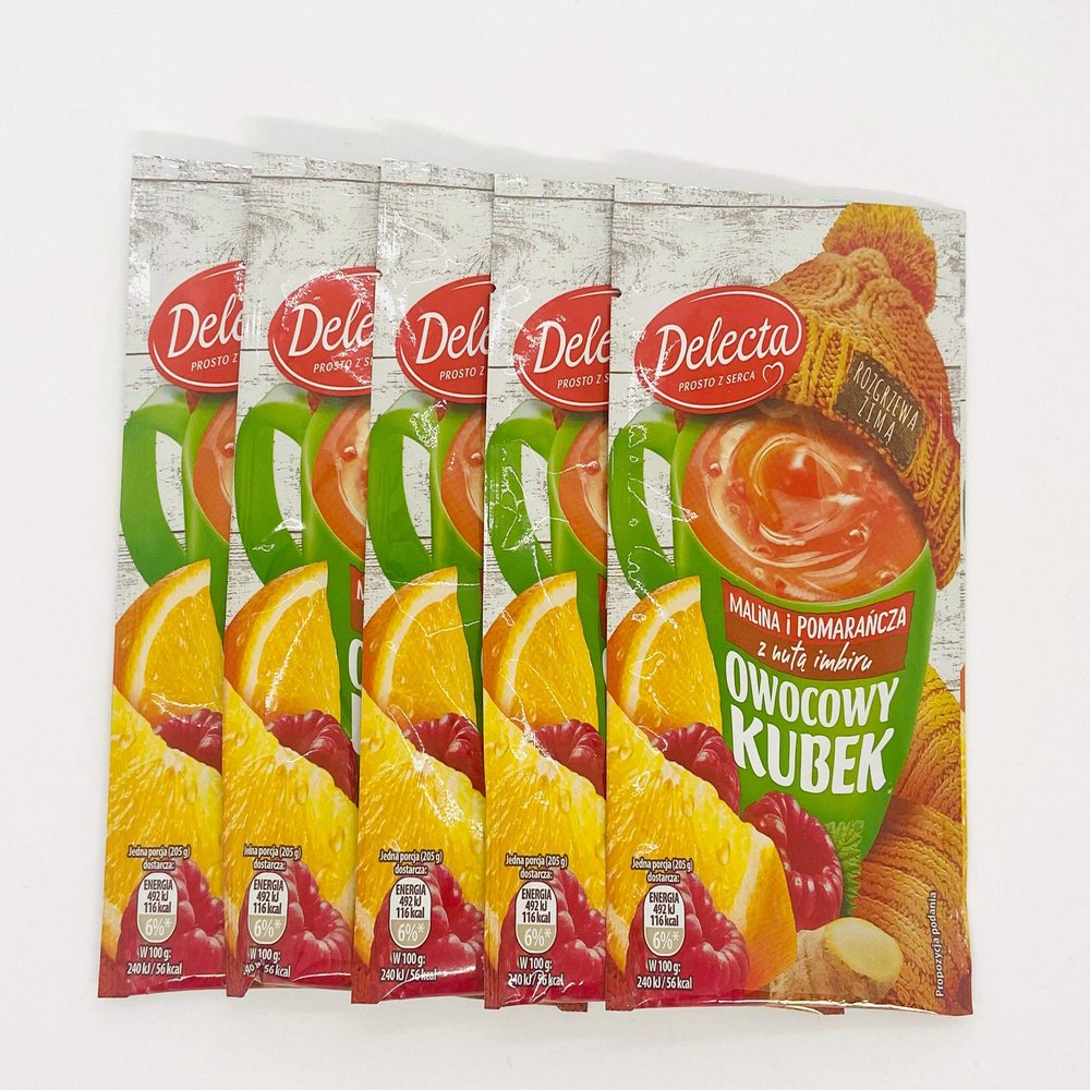 DELECTA Kisiel ORANGE RASPBERRY w/ginger 5pc./5 servings Made in Poland