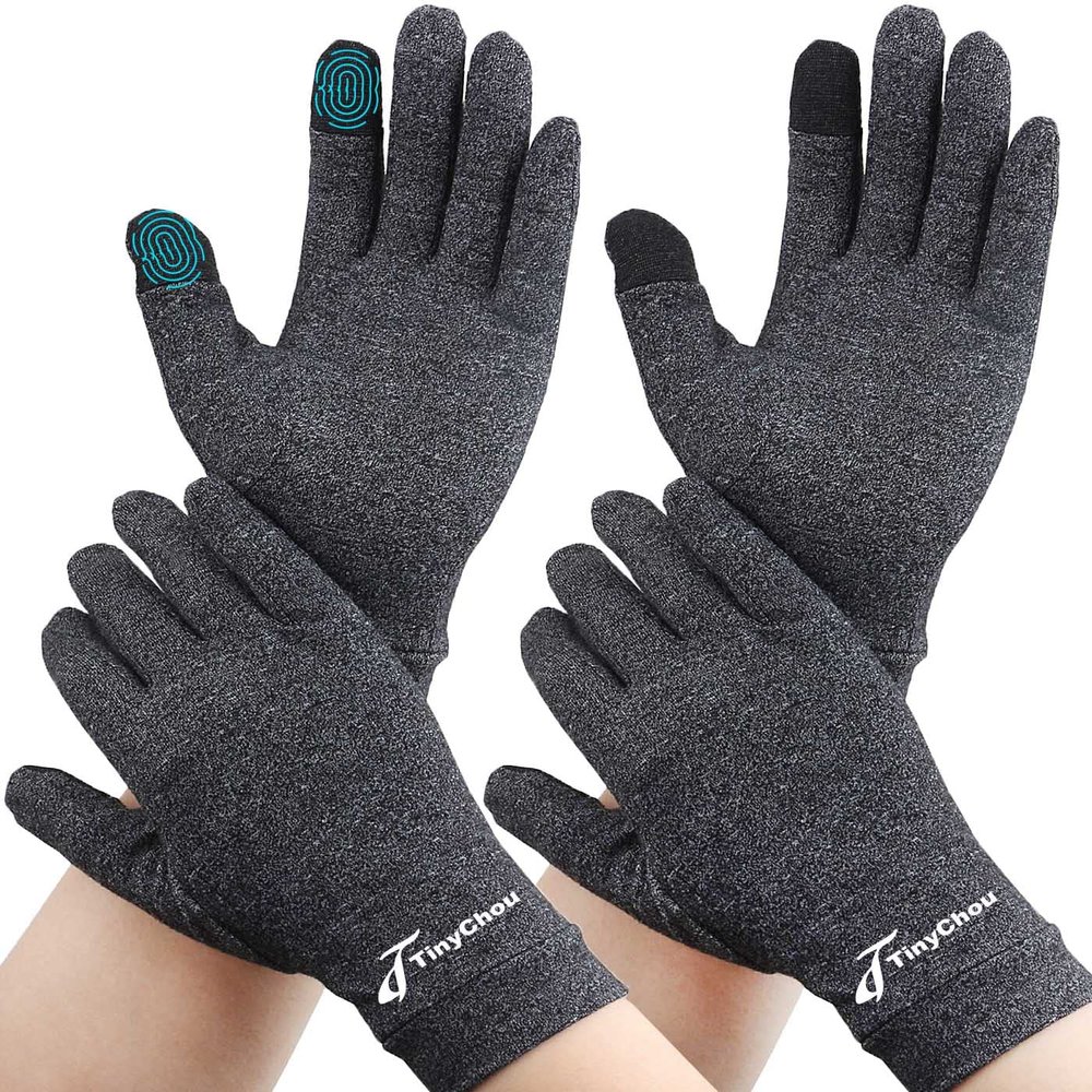 2 Pairs Full Finger Arthritis Gloves,Compression Gloves for Women Men, Hand Gloves Support and Warmth for Hands, Finger Joint, Relieve Pain from Rheumatoid, Osteoarthritis, RSI (Small (2 Pairs))
