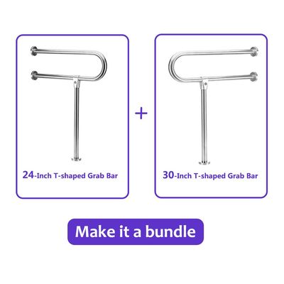24-Inch and 30-Inch Wall to Floor Mounted Grab Bar Bundle | Handicap Rails Bathroom Grab Bar Toilet Safety Rail Shower Handles