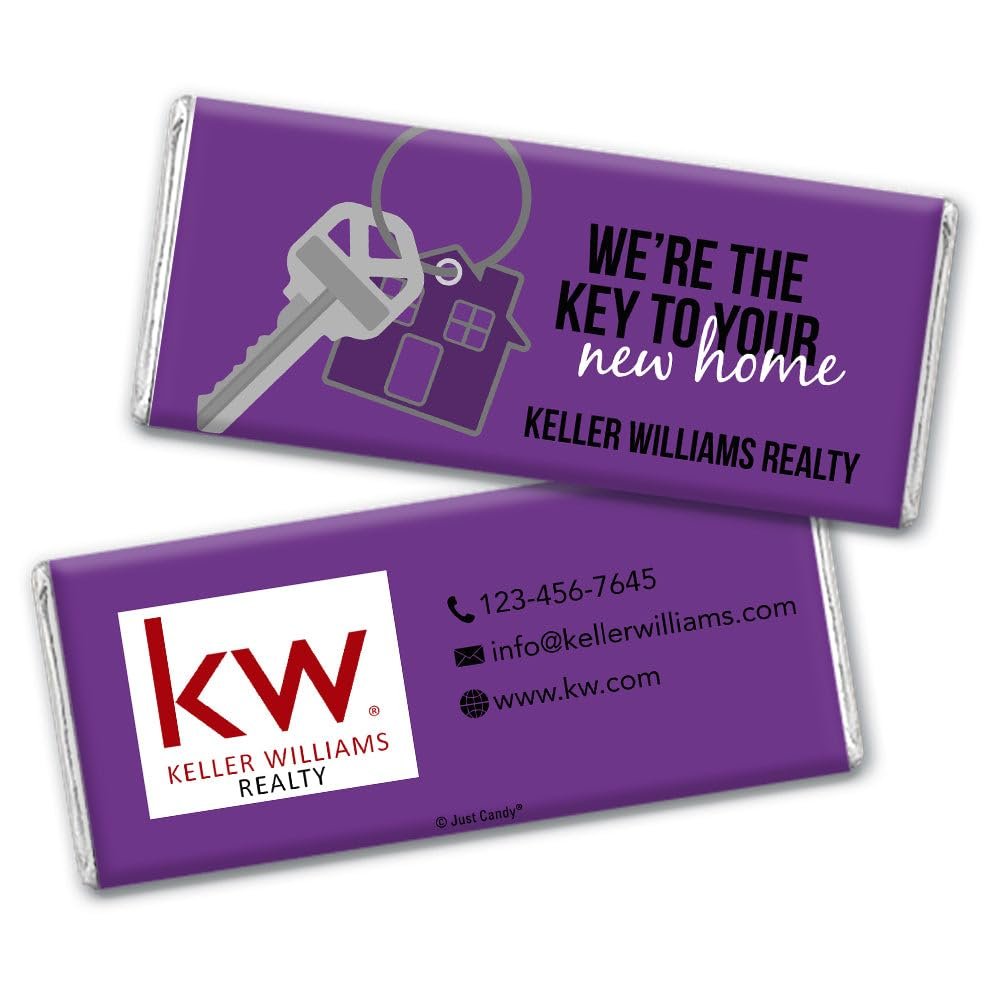24ct Promotional Products for Realtors Personalized Chocolate Bars (24 Pack) - Purple with Business Logo