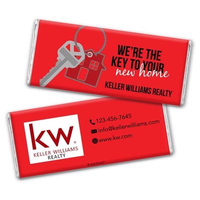 12ct Promotional Products for Realtors Personalized Chocolate Bars (12 Pack) - Red with Business Logo