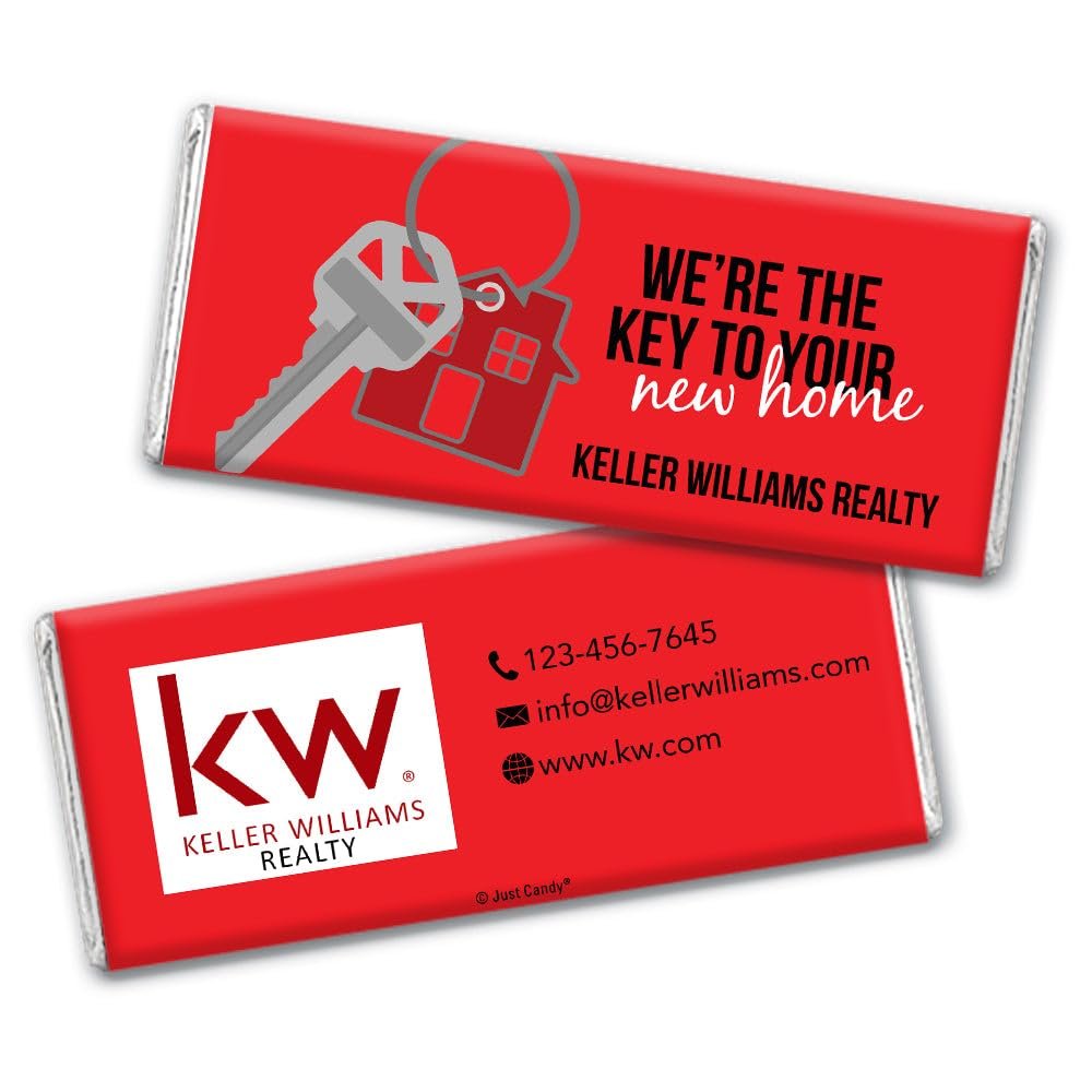 12ct Promotional Products for Realtors Personalized Chocolate Bars (12 Pack) - Red with Business Logo