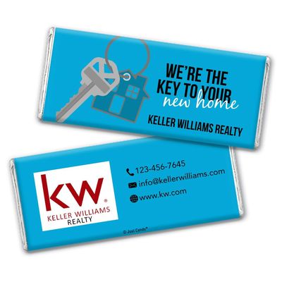 12ct Promotional Products for Realtors Personalized Chocolate Bars (12 Pack) - Caribbean Blue with Business Logo