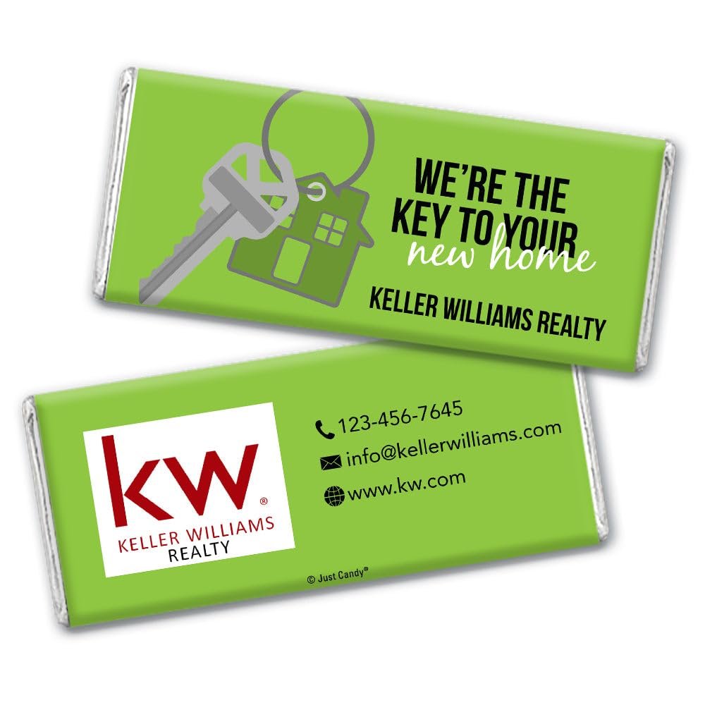 24ct Promotional Products for Realtors Personalized Chocolate Bars (24 Pack) - Kiwi Green with Business Logo