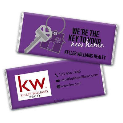 12ct Promotional Products for Realtors Personalized Chocolate Bars (12 Pack) - Purple with Business Logo