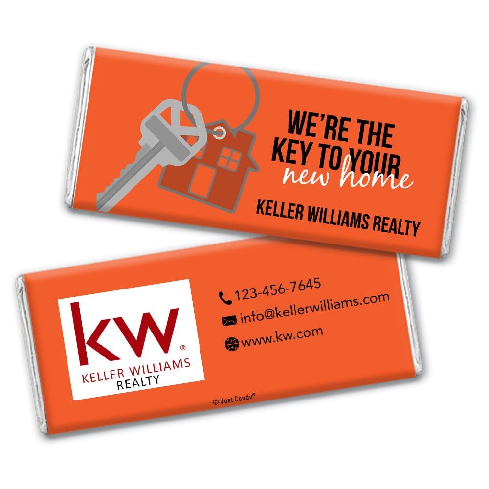 12ct Promotional Products for Realtors Personalized Chocolate Bars (12 Pack) - Orange with Business Logo