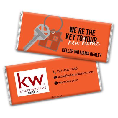 24ct Promotional Products for Realtors Personalized Chocolate Bars (24 Pack) - Orange with Business Logo