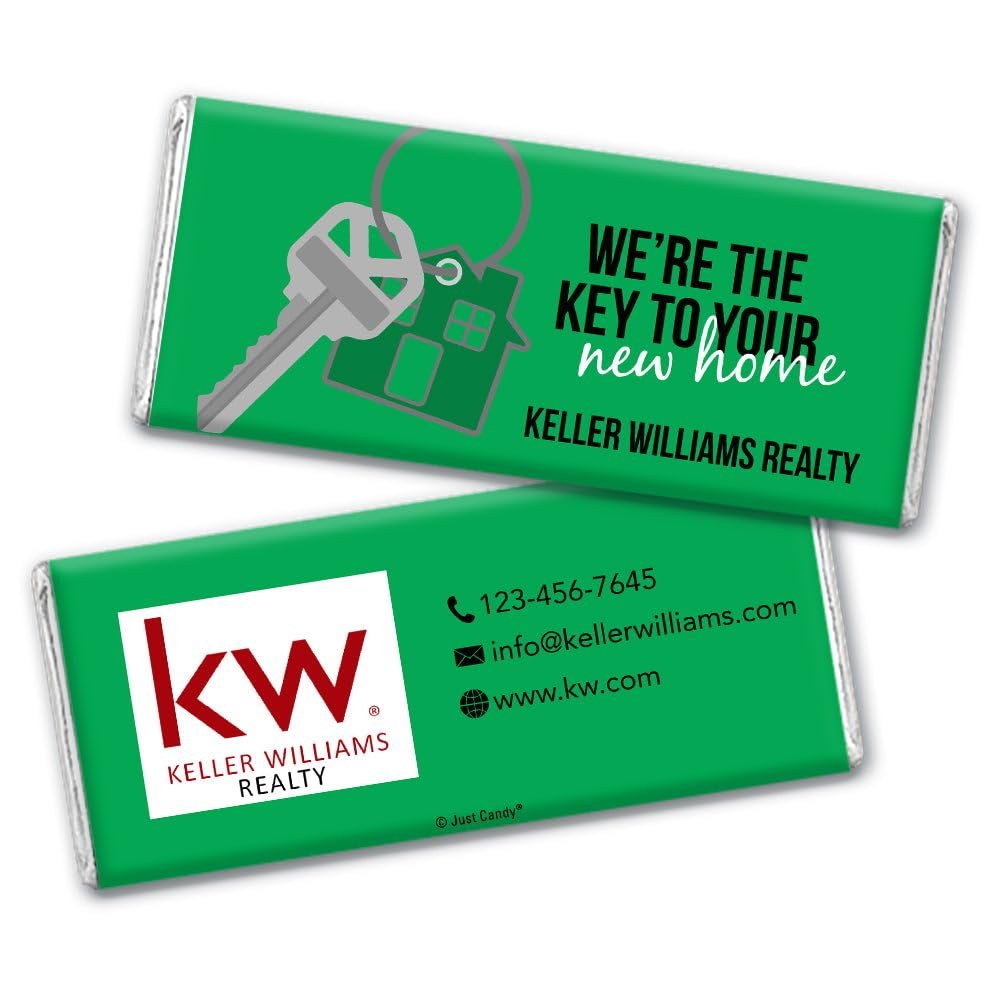 24ct Promotional Products for Realtors Personalized Chocolate Bars (24 Pack) - Green with Business Logo