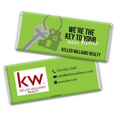 12ct Promotional Products for Realtors Personalized Chocolate Bars (12 Pack) - Kiwi Green with Business Logo