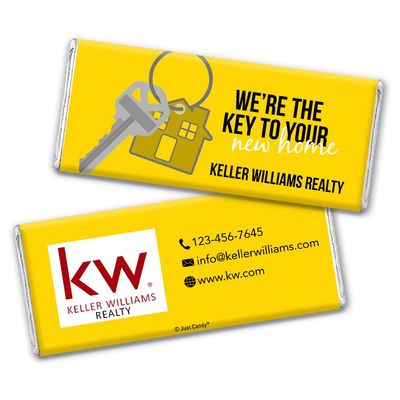 24ct Promotional Products for Realtors Personalized Chocolate Bars (24 Pack) - Yellow with Business Logo