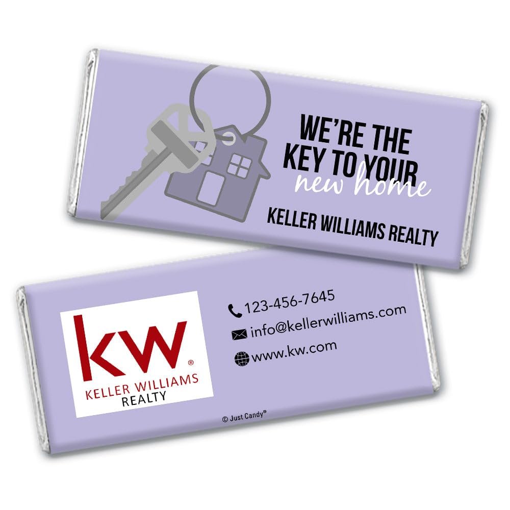 12ct Promotional Products for Realtors Personalized Chocolate Bars (12 Pack) - Lavender Purple with Business Logo