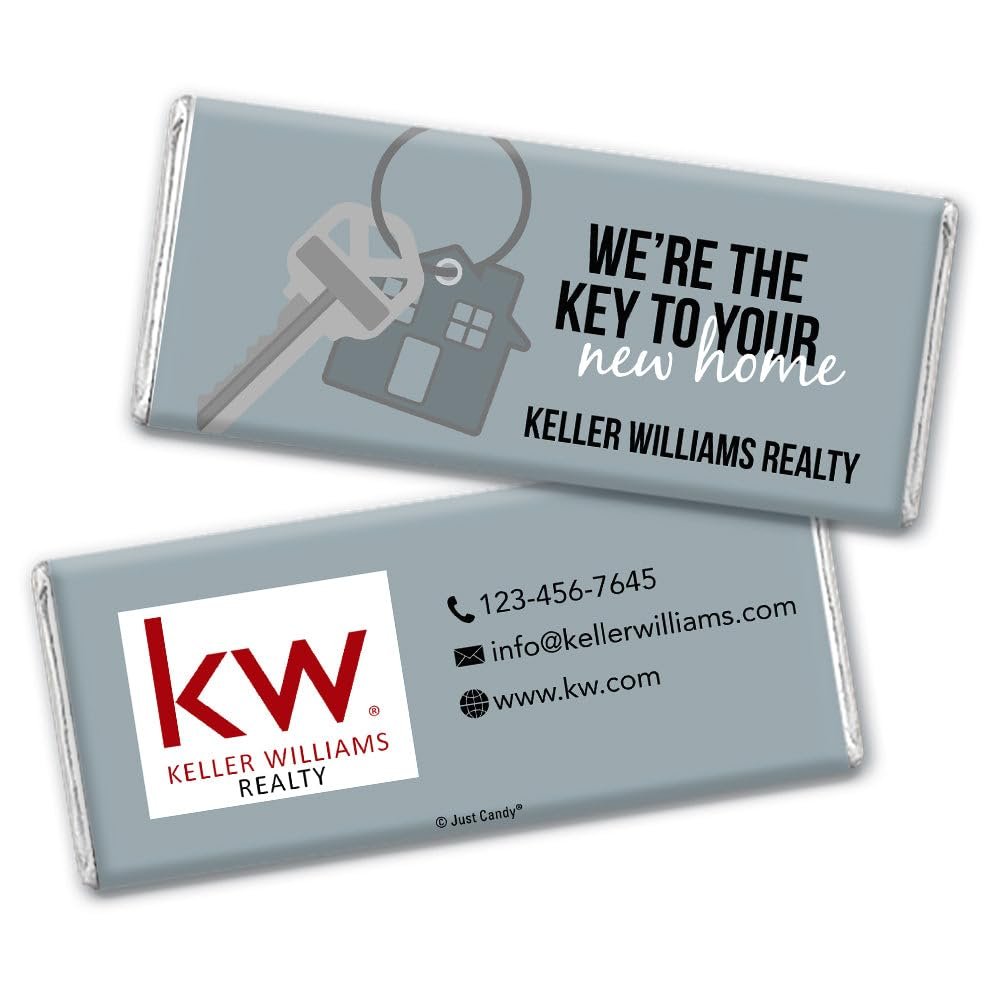 12ct Promotional Products for Realtors Personalized Chocolate Bars (12 Pack) - Silver with Business Logo