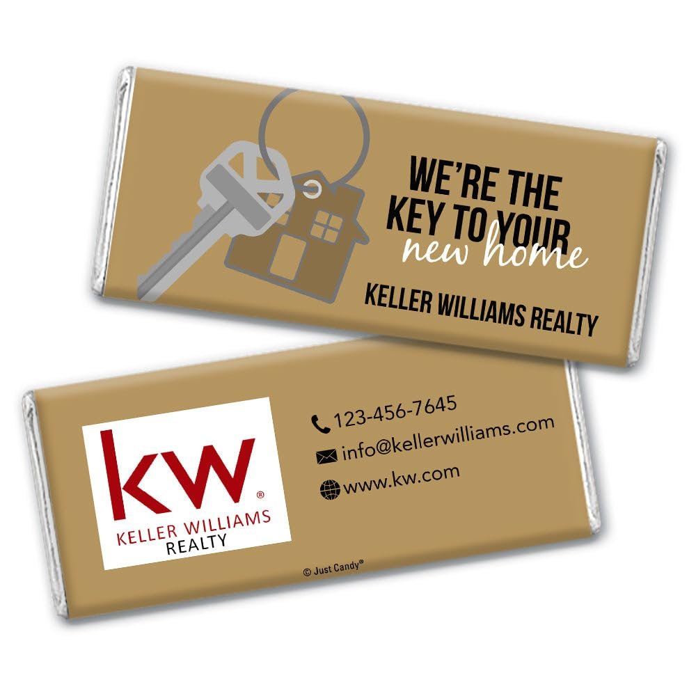 12ct Promotional Products for Realtors Personalized Chocolate Bars (12 Pack) - Gold with Business Logo