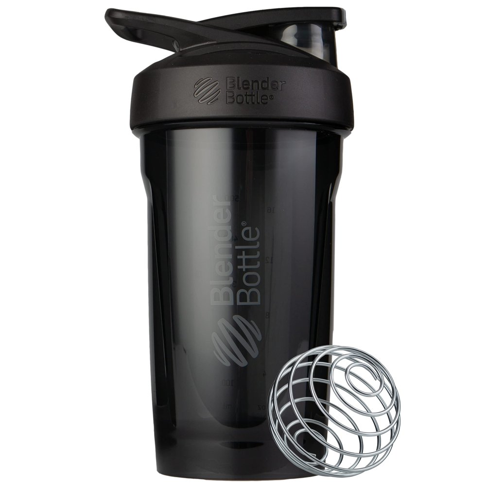 BlenderBottle Sport Shaker Bottle with Wire Whisk, 24-Ounce, Black Protein Shakes & Hydration for Athletes & Fitness Enthusiasts, Easy Mixing, Durable & Lightweight, Lockable Lid