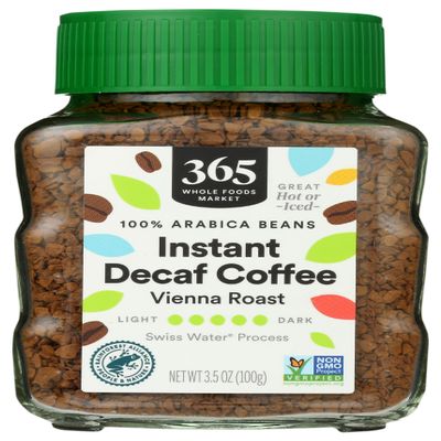 365 by Whole Foods Market, Decaf Instant Coffee, Dark Vienna Roast, Swiss Water Process, 3.5 Ounce