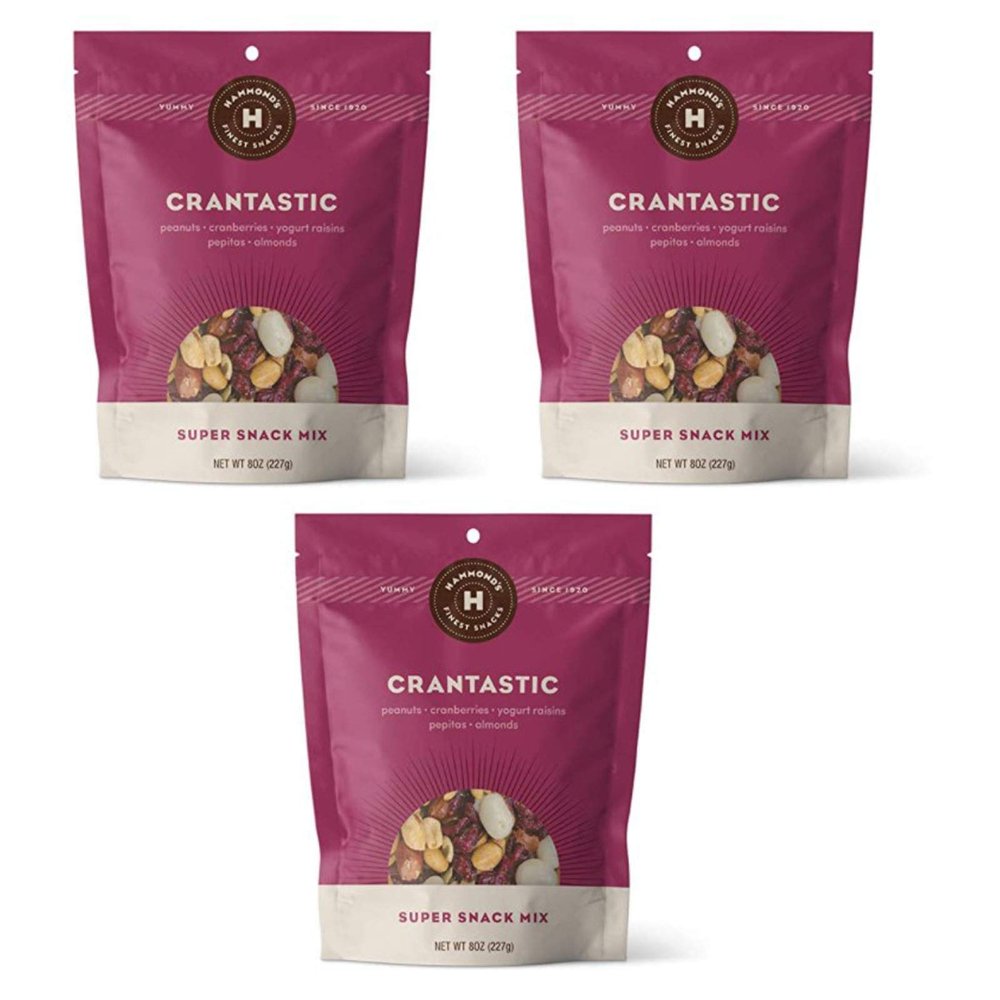 Hammond's Candies  Crantastic Super Snack Mix | Cranberry Flavor Dried Fruit & Nut Snack, Sweet Trail Mix with Yogurt Raisins | Handcrafted in the USA (Pack of 3)