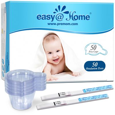 Easy@Home Ovulation Test Predictor Kit : Accurate Fertility Test for Women (Width of 5mm), Fertility Monitor Test Strips, 50 LH Strips with 50 Urine Cups