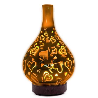 3D Love Aromatherapy Lamp Glass Essential Oil Aroma Diffuser Ultrasonic Aromatherapy Humidifier - 7 Color Changing LED, Promote Sleep for Office and Home Yoga (black)