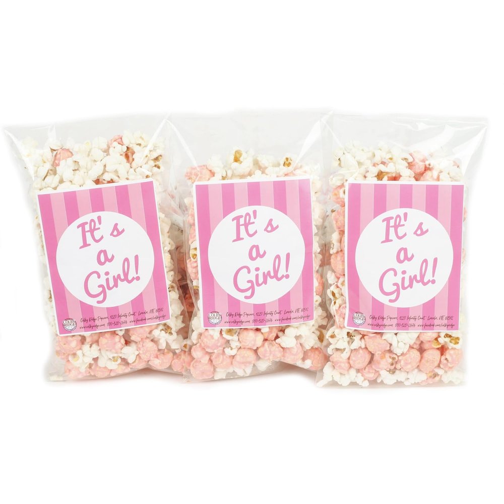 Welcome Baby Boy or Girl! Baby Shower Popcorn Bags Gender Reveal Party Favor Gifts (20 Pack) (20-Pack, It's a Girl!)