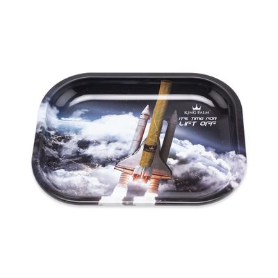 King Palm Metal Rolling Tray - 7" x 5.5" - Small Rolling Tray - Smoke Accessories (Lift Off, 7 x 5.5 Inch)