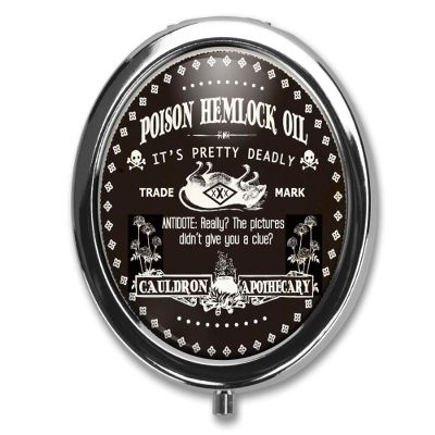 GYUTAE PARK Poison Hemlock Oil Pill Box Case Pillbox Holder Trinket Stash Box Arsenic Vintage Style Medicine Vitamin Pill Organizer Case Black