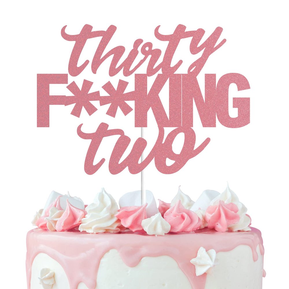Thirty Two Rose Gold Glitter Cake Toppers 32 Years Old 32nd Birthday Anniversary Party Decorations Supplies