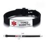 DWJSu Silicone Medical Alert ID Bracelets Adjustable Sport Emergency Waterproof Type 2 Diabetic for Men Women view 2