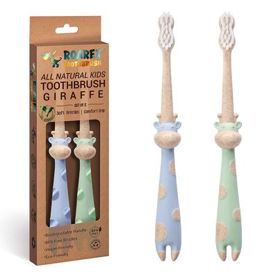 ANPEI ROARex Vegan Eco Friendly All Natural Kids Toothbrush Made from Plants  Sweet Baby Giraffe | 100% Biodegradable and Compostable | 1% for The Planet Product