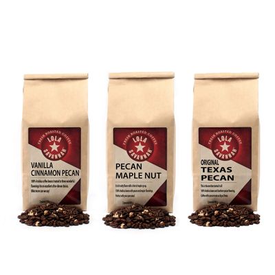 Lola Savannah Texas Pecan, Pecan Maple Nut, and Vanilla Cinnamon Pecan Bundle l Whole Bean l Caffeinated | 2lb Bag
